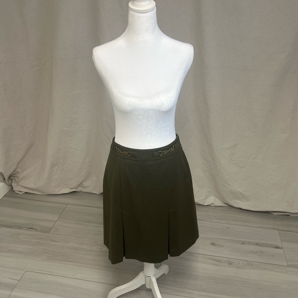 Talbots Women's Skirt Olive‎ Green Wool Blend Chain Link Sz 6P